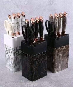 Non-Stick Coated 7pcs Knife Set with Scissors and Sharpener