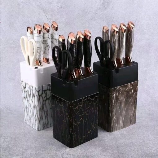 Non-Stick Coated 7pcs Knife Set with Scissors and Sharpener