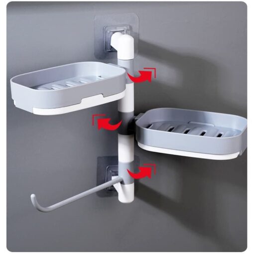 Rotary Drawer Type Soap Box – White/Grey - Image 4