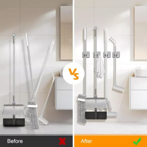 Stainless Steel Mop Holder with Hook - Image 3