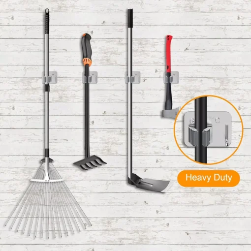Stainless Steel Mop Holder with Hook - Image 5