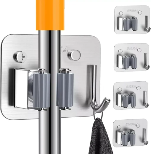 Stainless Steel Mop Holder with Hook