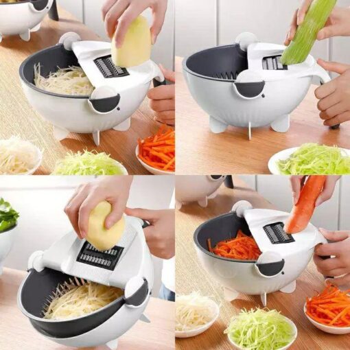 9 in 1 Vegetable Cutter with Drain Basket Multi functional Cutter - Image 2