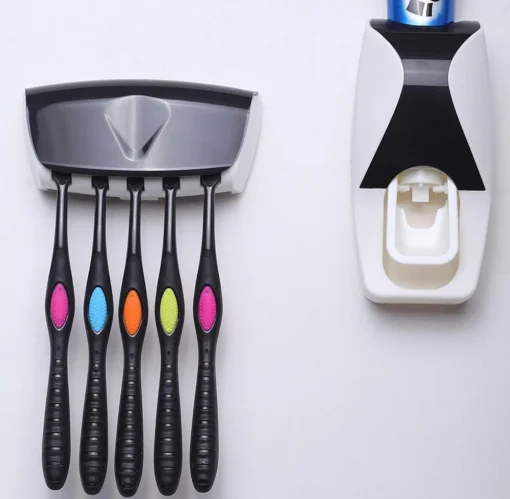 Toothpaste Dispenser With Toothbrush Holder