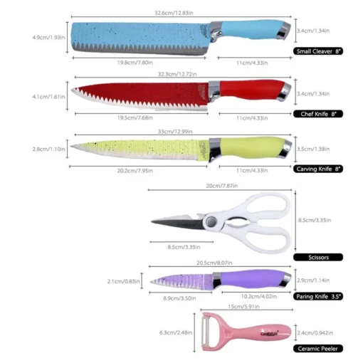 6pcs Colorful Kitchen Knife Set - Image 7