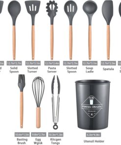 Alternative view of Silicone Kitchen Set with Wooden Handle and Storage Cup (12 Pcs)