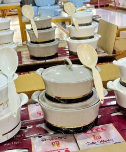 2pcs Set Satin Marble Food Warmer