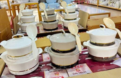 2pcs Set Satin Marble Food Warmer