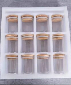 Alternative view of 12 pcs Glass Spice Jar with Bamboo Lid
