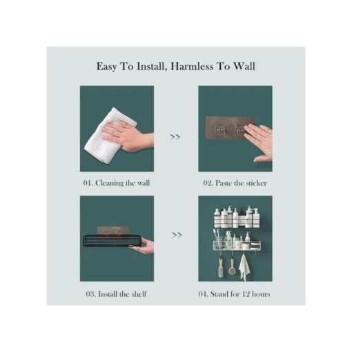 Mini Metallic Rectangular Shelves with Hooks - Image 2