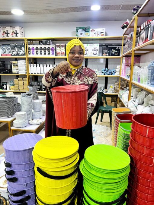 Woven Design Bucket with Cover - Image 4