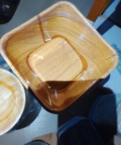 Alternative view of 3pcs Unbreakable Wooden Design Square Flat and Bowl Plate