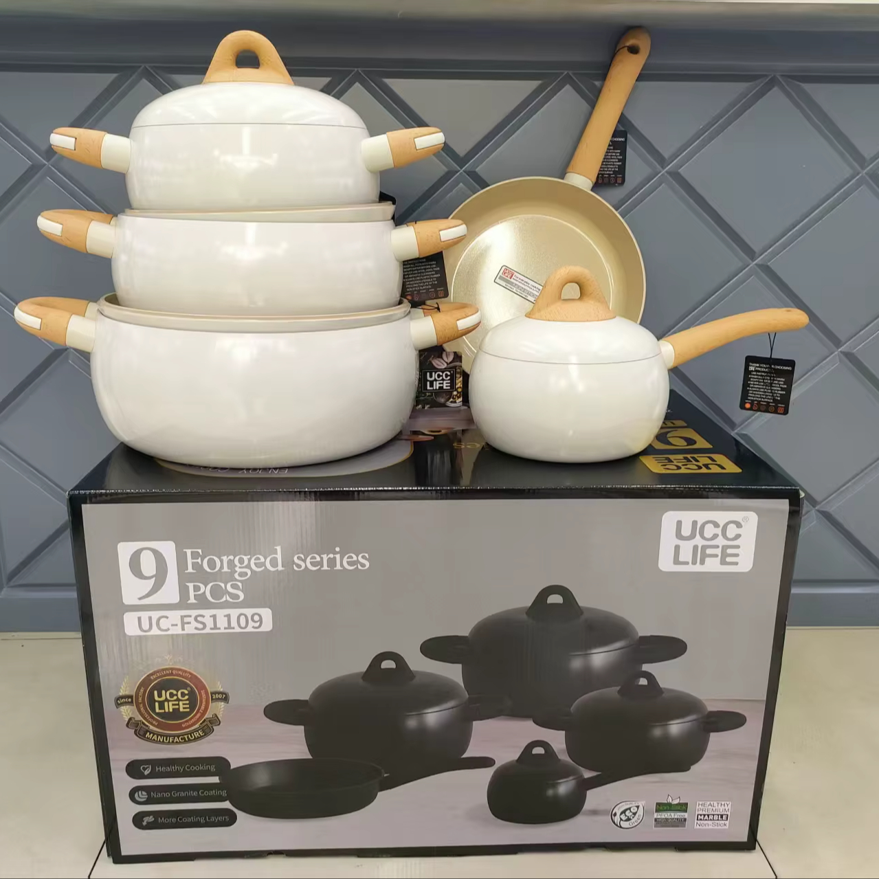 9pcs Ceramic Forged Cookware Set/Nano Granite