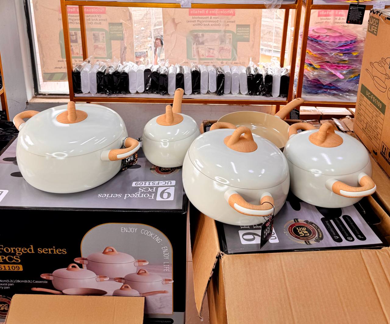 9pcs Ceramic Forged Cookware Set/Nano Granite - Image 2