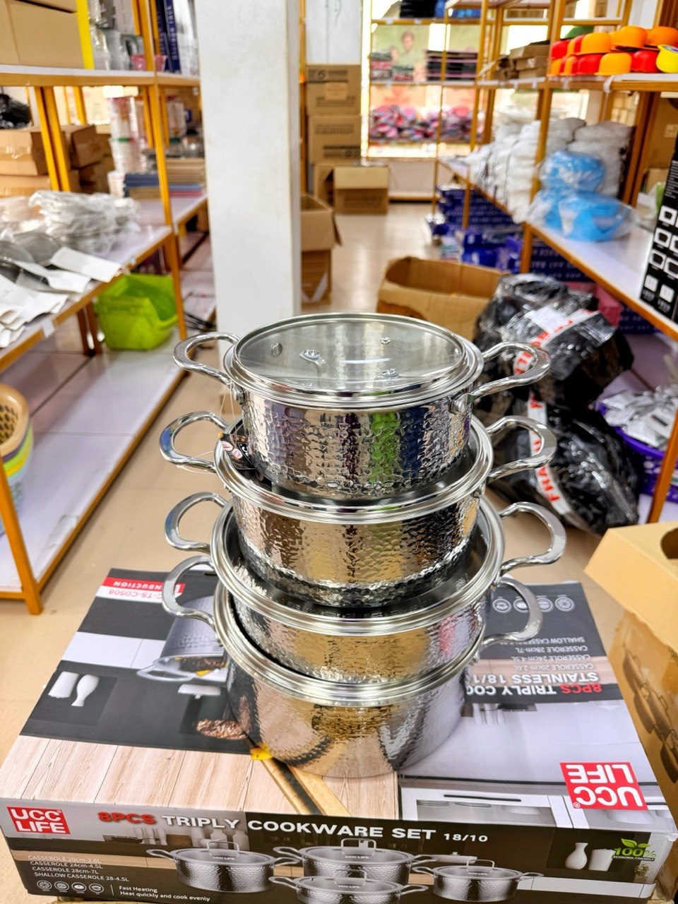 8pcs (4 Sets) Triply Stainless Steel Cookware